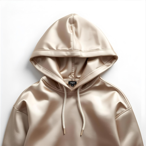 Sweat-shirt en molleton de coton à capuche doublé de satin avec intérieur en satin lisse et options de marque privée OEM/ODM - Product Image 3