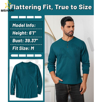 Chemises Henley à manches longues pour hommes, décontractées, en tissu gaufré thermique, pull tendance, t-shirt à 3 boutons avec poche