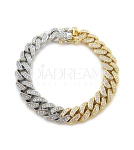 Chaîne de cheville cubaine glacée 12mm Box Lock pour femme Mode deux tons avec diamant Leb et placage or - Product Image 2