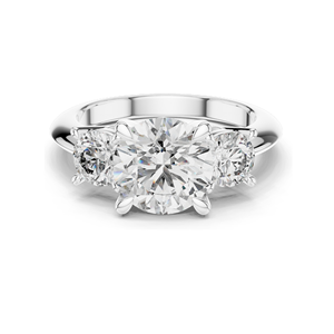 Bague de fiançailles à trois pierres en diamant de laboratoire 3,5 carats, taille brillant rond, or 18 carats, 14 carats, 10 carats et argent 925, rose, jaune, blanc - Product Image 1