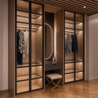 Garde-robe ouverte personnalisée grand placard portable noir pour vêtements chambre à coucher de luxe extra grandes armoires meubles de maison pour femmes