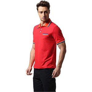 เสื้อโปโลแขนสั้นระบายอากาศได้ดีใส่สบายสำหรับผู้ชายเสื้อถักผ้าฝ้ายพิมพ์ลายกันลื่นแบบกำหนดเองได้ - Product Image 4