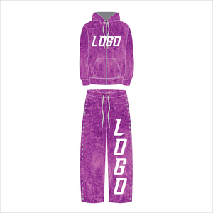 Chándal de invierno con capucha y pedrería de marca personalizada, 100% algodón, color liso, lavado ácido, hecho en Pakistán - Product Image 5