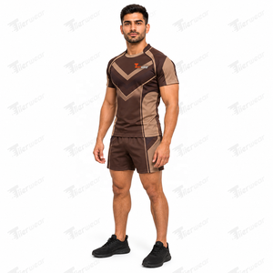 Uniforme de rugby pour hommes, haut de gamme, léger, respirant, en polyester, manches courtes, maillot de rugby et short de rugby - Product Image 2