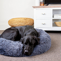 Lit pour chien en beignet apaisant à la mode pour grands chiens Anti-anxiété Conception de protection écologique Housse solide amovible Lavable en machine