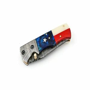 Cuchillo Plegable Multifuncional de Supervivencia al Aire Libre, Hecho a Mano, Personalizado, OEM, con Hoja de Acero de Damasco y Mango de Madera de Olivo - Product Image 5