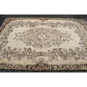 Clásico Beige marrón 5,5X8,7 pies Vintage alfombra turca diseño de retazos lana Imitación Piel de conejo látex rectángulo pasillo para cabecera - Product Image 4