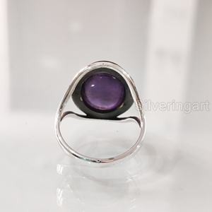 Bague pour femme en argent sterling 925 avec améthyste violette naturelle, pierre de naissance de février, bijou bohème de créateur pour mariage - Product Image 6