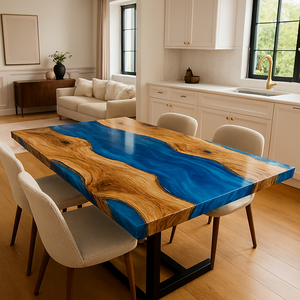 Living Room Luxury Handcrafted Epoxy Resin Rectangle Modern Waterproof Dining Table Acacia Wood Top Wedding <b>Gift</b> Customizable - Product Image 4