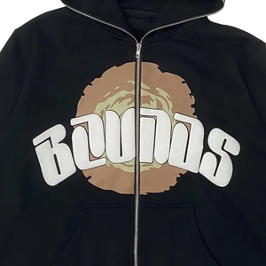 Sudadera con capucha informal de gran tamaño de alta calidad, cremallera completa, algodón orgánico, forro polar francés, logotipo personalizado, decoración de diamantes de imitación para ropa de calle de invierno - Product Image 6