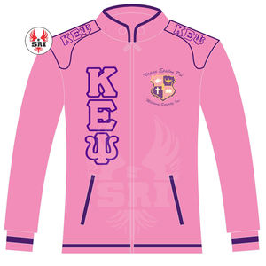 Veste de course automobile grecque brodée pour femmes de la sororité Kapa Epsilon Psi |   Vestes de course en twill de coton brodées pour femmes KEY Sorority - Product Image 3