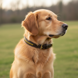 Collar de perro de cuero acolchado marrón oscuro de primera calidad con incrustaciones de Chevron dorado Impermeable Cómodo Tamaño personalizado Todas las estaciones - Product Image 5