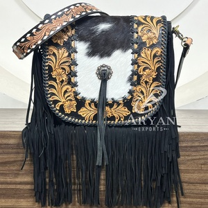 Bolso occidental al por mayor cuero de vaca con flecos bandolera bolsos de diseñador de lujo a la moda vaquera bolso de hombro grande - Product Image 1