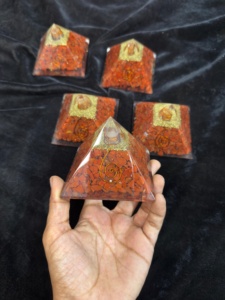 Pirámide de Orgón de Jaspe Rojo Natural, Generador de Energía de Cristal, Escultura Hecha a Mano con Bobina de Cobre, Reiki, Meditación, Sanación de Chakras, Feng Shui - Product Image 1