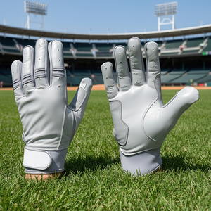 Top Grade Professional Customized Cowhide Leather Ambidextrous <b>Hook</b> Loop Closure Durable Baseball Softball Batting Gloves High - Product Image 4