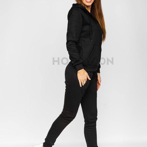 Ensemble de survêtement élégant pour femme, col montant uni, 100% coton, haut à capuche confortable, tenue décontractée streetwear, ensemble 2 pièces pour l'hiver - Product Image 3