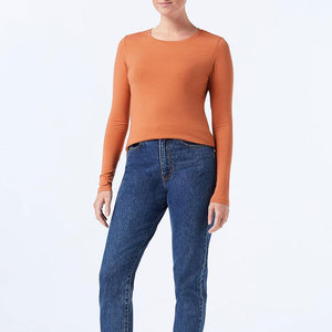 Camiseta de manga larga para gimnasio para mujer, sudadera de manga larga con logotipo personalizado para entrenamiento físico, Camiseta de algodón - Product Image 4