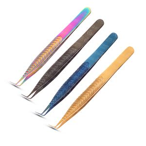 Eyelash extension tweezer precision tool designed to isolate <b>pick</b> and apply individual volume lash extensions private label - Product Image 1