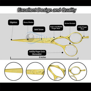 Tijeras de corte de pelo recubiertas de oro de lujo Tijeras de peluquero con mango ergonómico Tijeras de corte de pelo de peluquero recubiertas de oro - Product Image 2