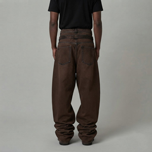 Pantalones de mezclilla lavados personalizados de alta calidad para hombre, estilo casual, rectos, hip hop, vintage, bordados, holgados, transpirables, de algodón. - Product Image 6