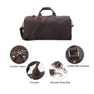 Bolso de Lona de Cuero Genuino para Hombre y Mujer, Bandolera de Hombro de Negocios de Viaje Corto, Marrón y Negro, Vintage - Product Image 6