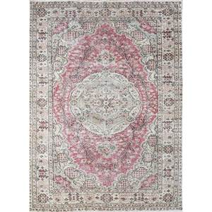 Tapis en laine noué à la main vintage, motif médaillon rouge-orange classique pour la maison, le salon, le couloir, design puzzle rectangulaire en peluche - Pae-2141 - Product Image 1