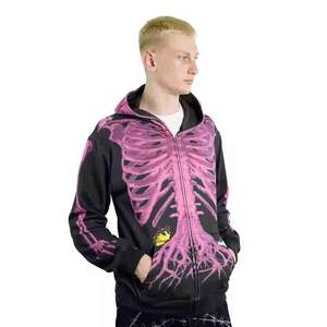 เสื้อฮู้ดผู้ชายผ้าฝ้ายเฟรนช์เทอร์รี่ 100% ดีไซน์โดดเด่น ปักลายแบบดิสเทรส เนื้อผ้านุ่ม ระบายอากาศได้ดี เป็นมิตรต่อสิ่งแวดล้อม พร้อมลายกราฟิก - Product Image 5