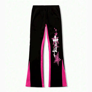 Pantalones de chándal acampanados Unisex sueltos de Color sólido 2025 personalizados para hombres, ropa de calle, estilos informales, pantalones de chándal de Color sólido personalizados para hombres - Product Image 4