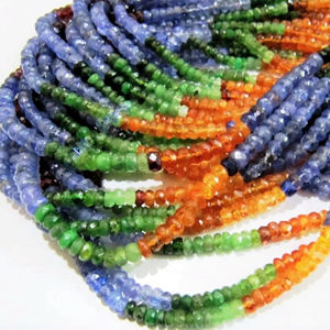Pierres précieuses multicolores Rondelle à facettes 4mm Strand 13 Inches Long - Product Image 1