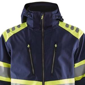Waterproof Breathable Eco-Friendly Quick Dry <b>Canvas</b> Stand Collar Hooded Autumn Workwear Custom Men's Safety High <b>Jackets</b> - Product Image 5