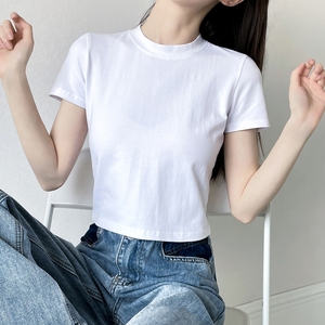 Women's Summer Crop <b>T</b>-<b>shirts</b> & Casual Streetwear Shortsleeves 100% Customizable Personalized Logo Printing Breathable O-Neck - Product Image 1