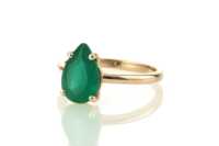 Bagues empilables Naturel Facettes Poire Coupe Onyx Vert Pierre Précieuse Solide Argent Sterling 925 Plaqué Or Solitaire Bagues Fine Jewelry