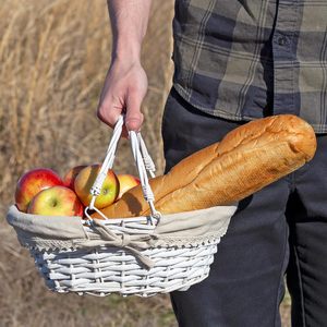 Cestas de almacenamiento de mimbre tejidas a mano baratas para la recolección de frutas y flores de la cocina con asas para el hogar y el jardín - Product Image 6