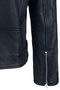 Hombres Jet Black Bomber Chaqueta de cuero genuino con cremallera con hombres Jet Black Bomber Genuine Turn Down Collar Chaquetas elegantes - Product Image 5