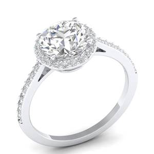 Bague halo en diamant rond brillant de 2,1 carats, prix de gros d'usine REYES, en or blanc 14 carats, certifiée IGI, bijoux fins - Product Image 2