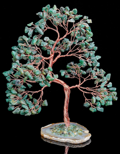 Arbres d'aventurine verte naturelle faits à la main de vente chaude avec des tranches d'agate Base arbre d'argent de chance pour la décoration de la maison - Product Image 5