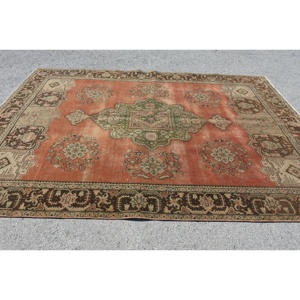 Alfombra turca Vintage, diseño de retazos rojo y verde, 7,7x10,7 pies, área grande de lana, algas marinas, estilo Kilim Rectangular con respaldo de látex - Product Image 3
