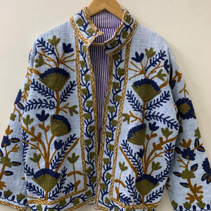 Fait à la main Suzani TNT veste courte col court velours sur mesure veste Bomber manteau Hippie veste pour les femmes - Product Image 1