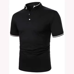 2024 nouveaux hommes boutonnés uniques pour Polo T-Shirt motif solide Polyester de haute qualité à faible budget - Product Image 1