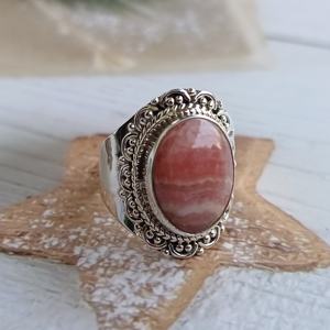 Pierre précieuse de rhodochrosite naturelle en vrac 925 bague de travail fin en argent Sterling fabricant de bijoux classiques cadeau en gros pour l'amour - Product Image 5