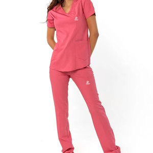 Conjuntos de uniformes de enfermería para hospitales y médicos para mujer, conjunto de uniformes de enfermera con cuello levantado, camisetas cómodas de manga corta, pantalones para correr - Product Image 1