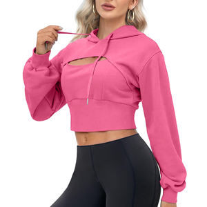 Sudaderas con capucha de lana con estampado personalizado del mejor diseño para mujer, Top corto de invierno, logotipo frontal bordado 3D, impermeable ecológico - Product Image 2