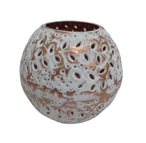 Home Decoration Aluminum Metal Round Votive White W/<b>Copper</b> Candle Holder For <b>Table</b> Top Wedding Christmas Decor - Product Image 1