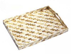 Plateau rectangulaire de style moderne en nacre, plateau à fruits pour la décoration du salon et de la cuisine en vrac - Product Image 4