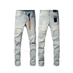 Pantalons en détresse pour hommes de haute qualité nouveaux vêtements de grande taille à la mode léger motif droit conception de taille moyenne - Product Image 1