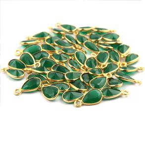 จี้ควอตซ์สีเขียวมรกตทรงลูกแพร์ ชุบทอง ประดับพลอยเหลี่ยมเพชรพลอย สำหรับทำเครื่องประดับ ขายส่ง - Product Image 3