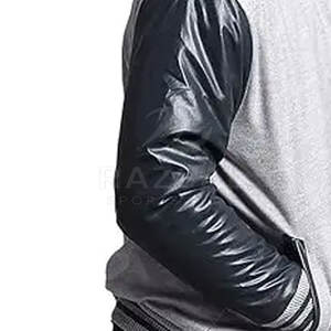Veste Letterman pour hommes sur mesure pour l'automne et l'hiver, séchage rapide respirant de haute qualité avec col montant et manches en cuir - Product Image 6