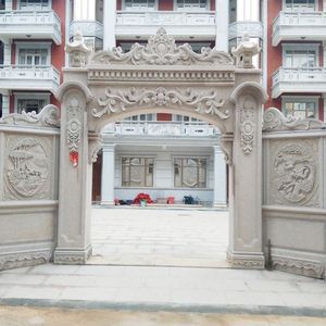 Portail d'entrée sculpté en marbre blanc impérial avec motifs islamiques, design moderne, durable et anti-corrosion - Product Image 1