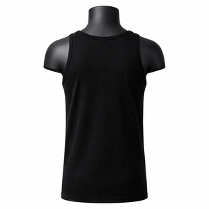 Débardeur sans manches en tricot uni noir pour homme, style décontracté, débardeur côtelé marron, chemise sans manches à col rond, tricot uni - Product Image 2