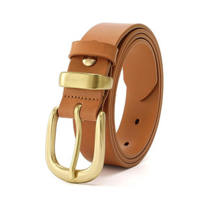 2025 nuevo diseño de cinturones para hombres y mujeres para Jeans 1,1 "de ancho cinturones de mujer para vestidos cinturón de hebilla dorada de cuero de grano completo - Product Image 6